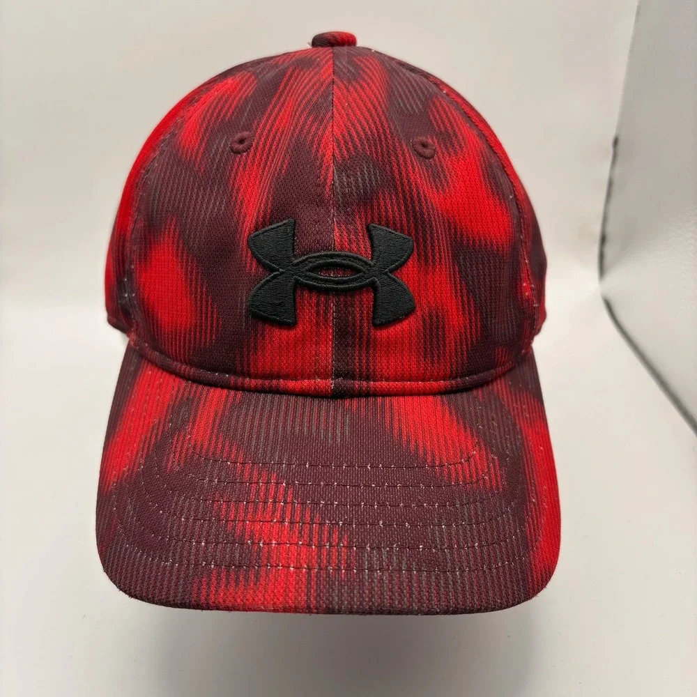 Under Armour Youth Red Black Abstract‎ Print Adjustable HeatGear Baseball Hat